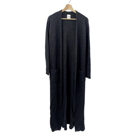 Madeline Thompson L Wool & Cashmere Dark gray Ribbed Duster Cardigan - Picture 1 of 4